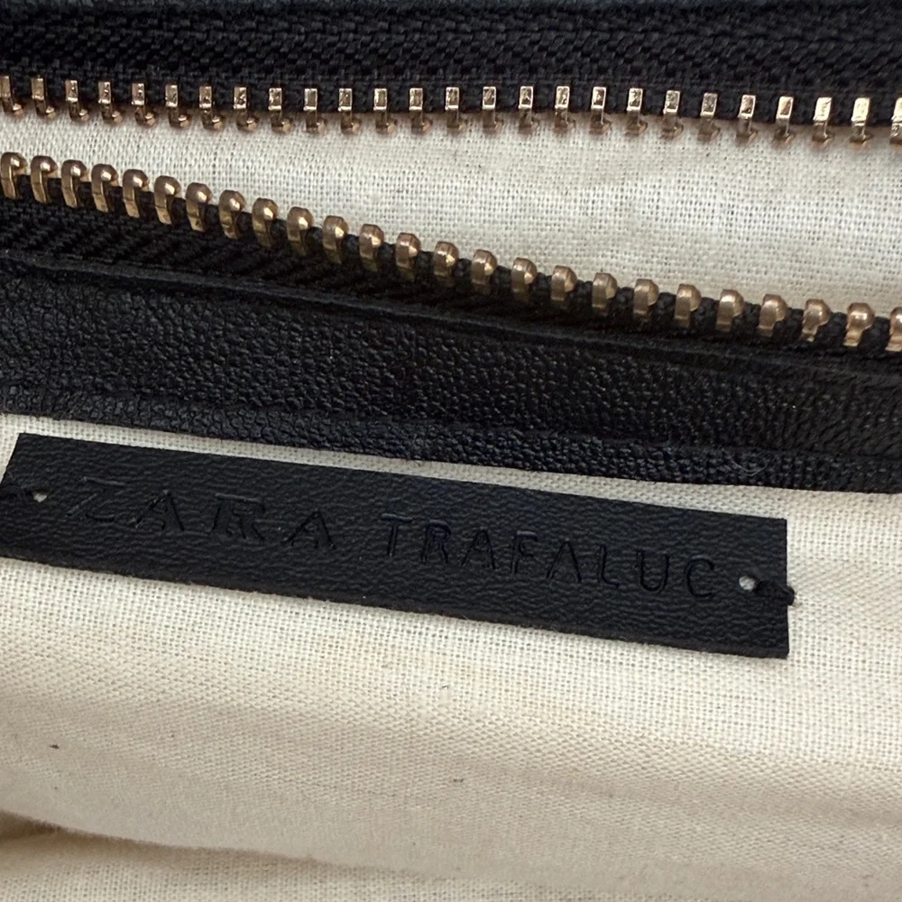 Zara Black and Cream over sized Clutch with Tassels
